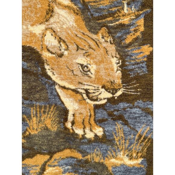 Vtg Chatham North Star Blanket Throw Reversible Mountain Lion Cougar Furry 63x74 - Picture 2 of 7